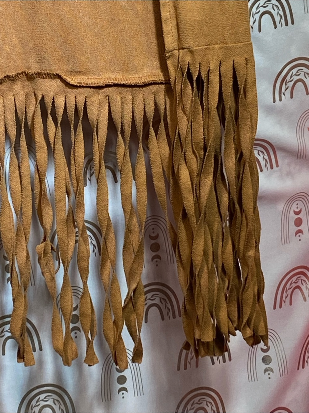 Suede Fringe Vest with Laser-Cut Floral Details - Camel - Picture 2 of 7